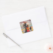 Halloween Heks en Zwarte Kat Stickers (Envelop)