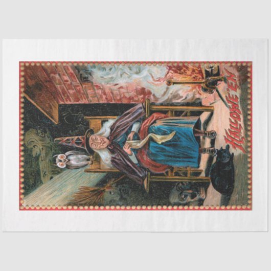  Halloween-heks en zwarte kat Tissuepapier (Voorkant)