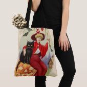 Halloween-heks en zwarte kat Tote Bag (Dichtbij)