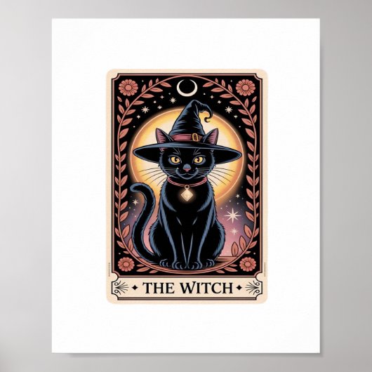 Halloween Heks Esthetische Kat Liefhebbers Gotisch Poster (Voorkant)