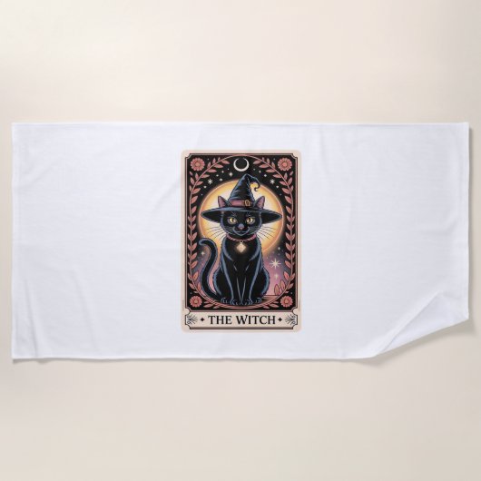 Halloween Heks Esthetische Kat Liefhebbers Gotisch Strandlaken (Voorkant)