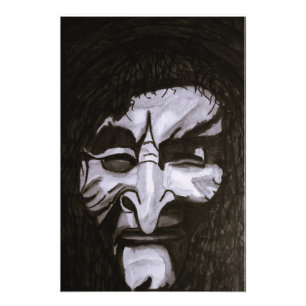 HALLOWEEN HEKS GEEFT HET KWADE OOG FOTO AFDRUK