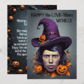 Halloween heks gezicht in gat groeten kaart (Voorkant / Achterkant)