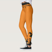Halloween Heks Grote Zijde Zwarte Katten Leggings (Links)