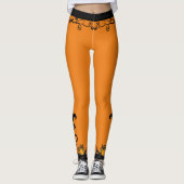 Halloween Heks Grote Zijde Zwarte Katten Leggings (Voorkant)