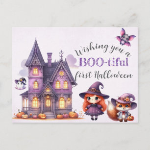 Halloween Heks Hekserij Tovenaars Kasteel Briefkaart