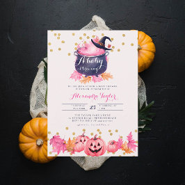 Halloween Heks Herfst Blush Roze Baby Meisje Douch Kaart