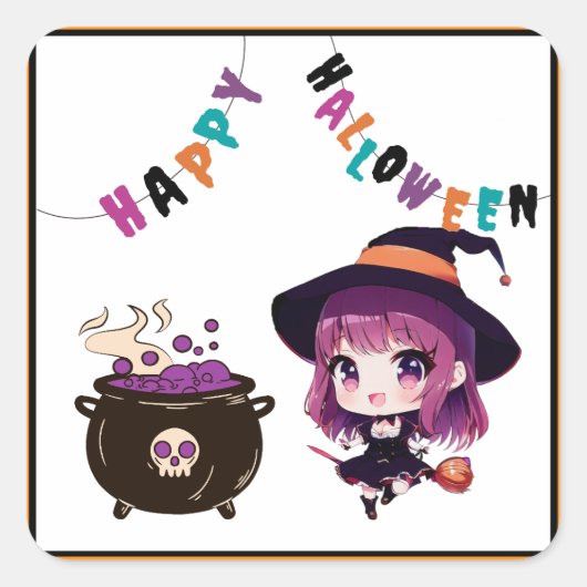 Halloween/heks/herfst/oktober Vierkante Sticker (Voorkant)