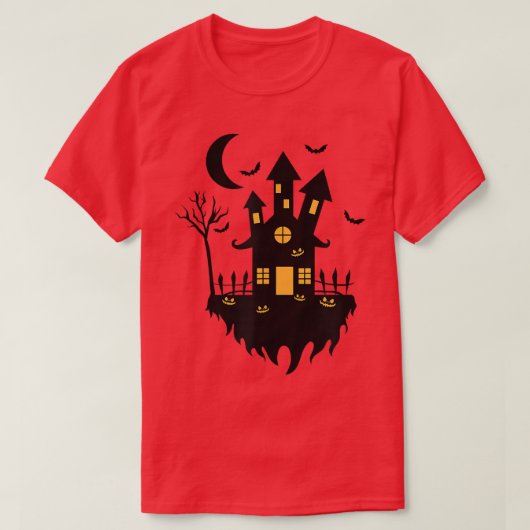 Halloween heks House bij nacht T-shirt (Design voorkant)