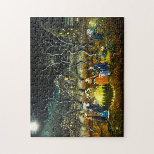 Halloween heks in een cauldron legpuzzel (Verticaal)