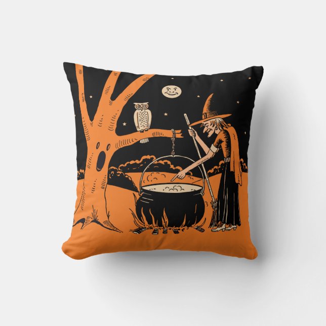  Halloween-heks in een gehakt bos Kussen (Voorkant)
