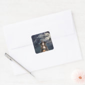 Halloween heks in het maanlicht vierkante sticker (Envelop)