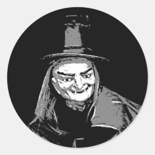 Halloween heks in pet lelijke tanden sticker naam