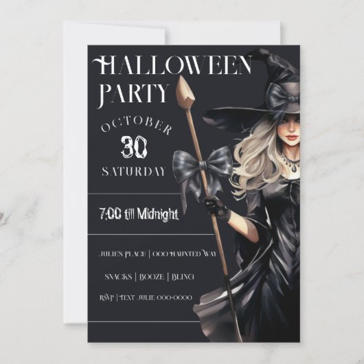 Halloween Heks in Zwart Kaart (Voorkant)