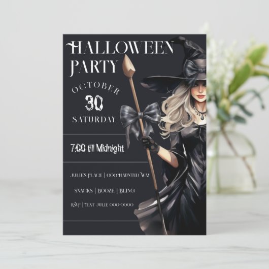 Halloween Heks in Zwart Kaart (Staand voorkant)