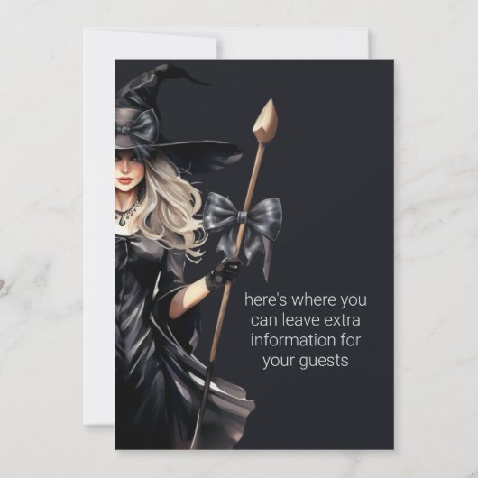 Halloween Heks in Zwart Kaart (Achterkant)