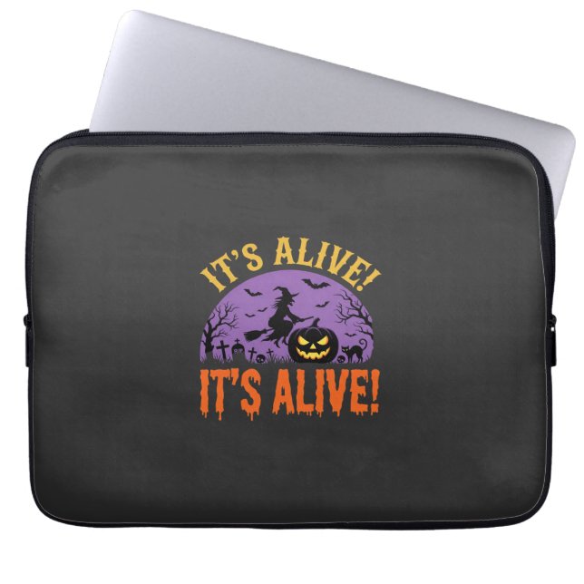 Halloween Heks Jack O Lantern Het Leeft Laptop Sleeve (Voorkant)
