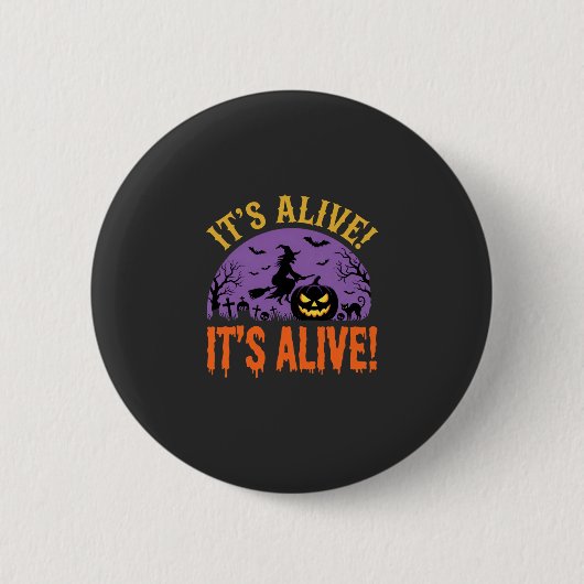 Halloween Heks Jack O Lantern Het Leeft Ronde Button 5,7 Cm (Voorkant)
