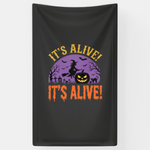 Halloween Heks Jack O Lantern Het Leeft Spandoek