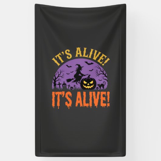 Halloween Heks Jack O Lantern Het Leeft Spandoek (Verticaal)