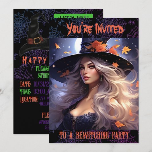 Halloween Heks Kaart (Voorkant / Achterkant)