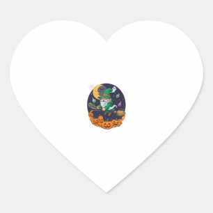 Halloween Heks Kabouter Bezem Pompoenen Maan Hart Sticker