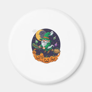Halloween Heks Kabouter Bezem Pompoenen Maan Magneet