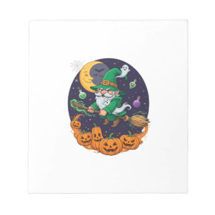 Halloween Heks Kabouter Bezem Pompoenen Maan Notitieblok