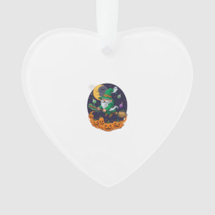 Halloween Heks Kabouter Bezem Pompoenen Maan Ornament