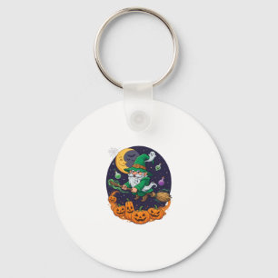 Halloween Heks Kabouter Bezem Pompoenen Maan Sleutelhanger