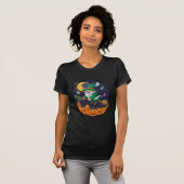 Halloween Heks Kabouter Bezem Pompoenen Maan T-shirt (Voorkant volledig)