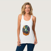 Halloween Heks Kabouter Bezem Pompoenen Maan Tanktop (Volledige Voorkant)