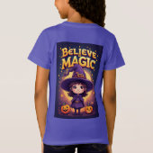 Halloween Heks Karakter Met Pompoen Display T-shirt (Achterkant)