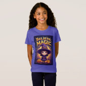 Halloween Heks Karakter Met Pompoen Display T-shirt (Voorkant volledig)