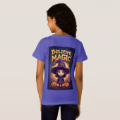 Halloween Heks Karakter Met Pompoen Display T-shirt (Achterkant volledig)