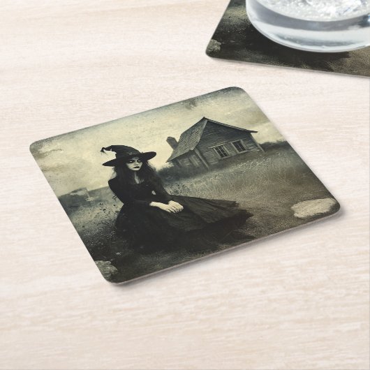 Halloween  heks kartonnen onderzetters (Schuin)