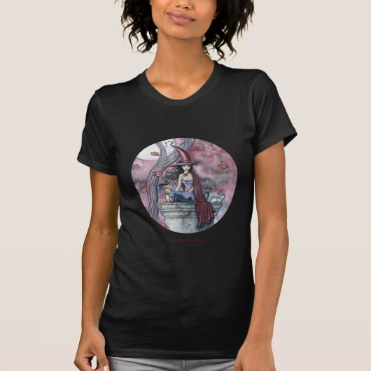 Halloween Heks Kat Dames T-Shirt (Voorkant)