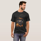 Halloween Heks Kat Griezeld Kitty Pompoen T-shirt (Voorkant volledig)