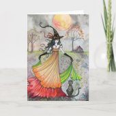 Halloween Heks Kat Kaart Herfst Reverie (Voorkant)