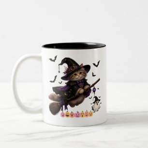 Halloween Heks Kat Koffiemok Tweekleurige Koffiemok