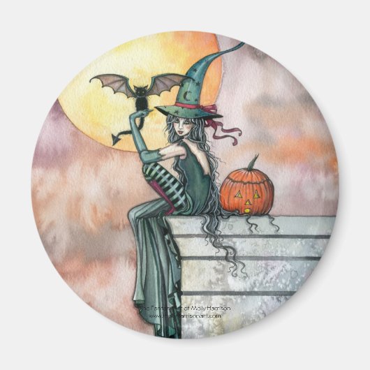 Halloween Heks Kat Magneet door Molly Harrison (Voorkant)