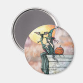 Halloween Heks Kat Magneet van Molly Harrison (Voorkant / Achterkant)