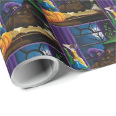 Halloween Heks Kat Paarse Magic Cadeaupapier (Rol Hoek)