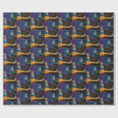 Halloween Heks Kat Paarse Magic Cadeaupapier (Vlak)