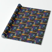 Halloween Heks Kat Paarse Magic Cadeaupapier (Uitgerold)