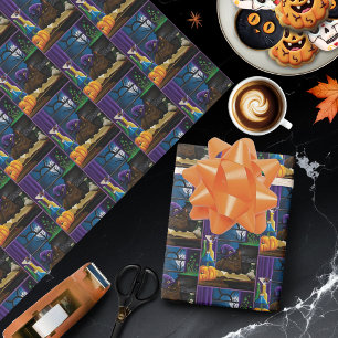 Halloween Heks Kat Paarse Magic Cadeaupapier