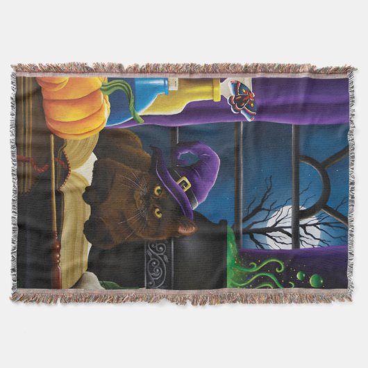 Halloween Heks Kat Paarse Magic Deken (Voorkant)