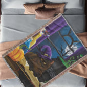 Halloween Heks Kat Paarse Magic Deken