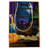 Halloween Heks Kat Paarse Magic Medium Cadeauzakje (Voorkant)