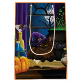 Halloween Heks Kat Paarse Magic Medium Cadeauzakje (Achterkant)
